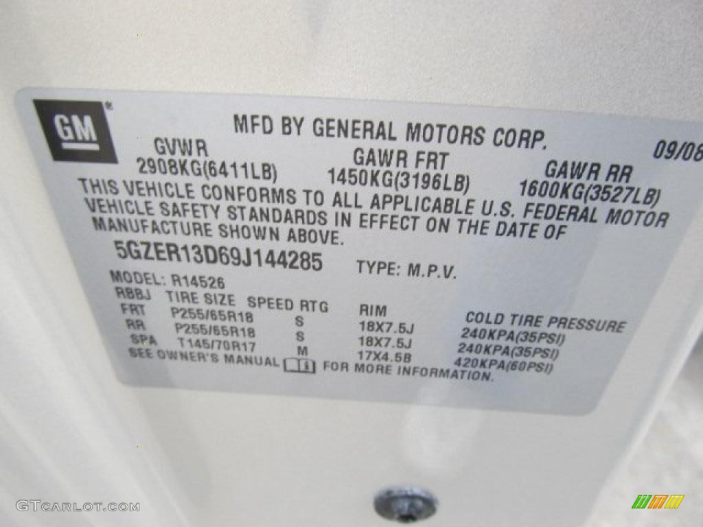 2009 Saturn Outlook XE Info Tag Photos