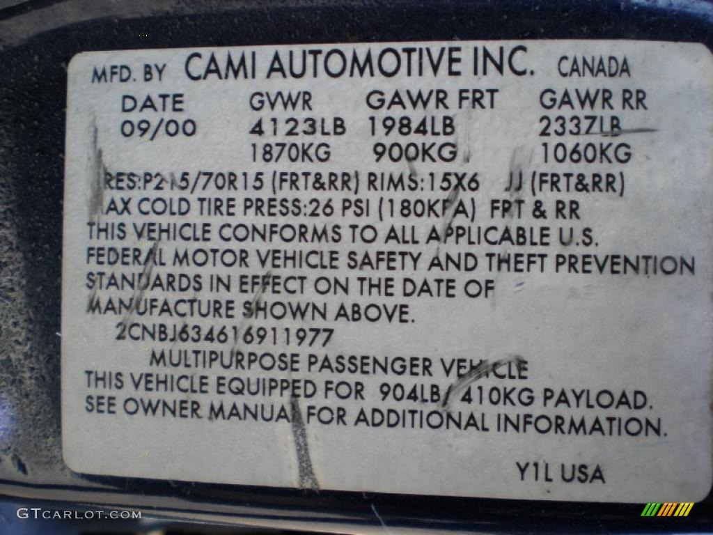 2001 Chevrolet Tracker LT Hardtop 4WD Info Tag Photo #38940070