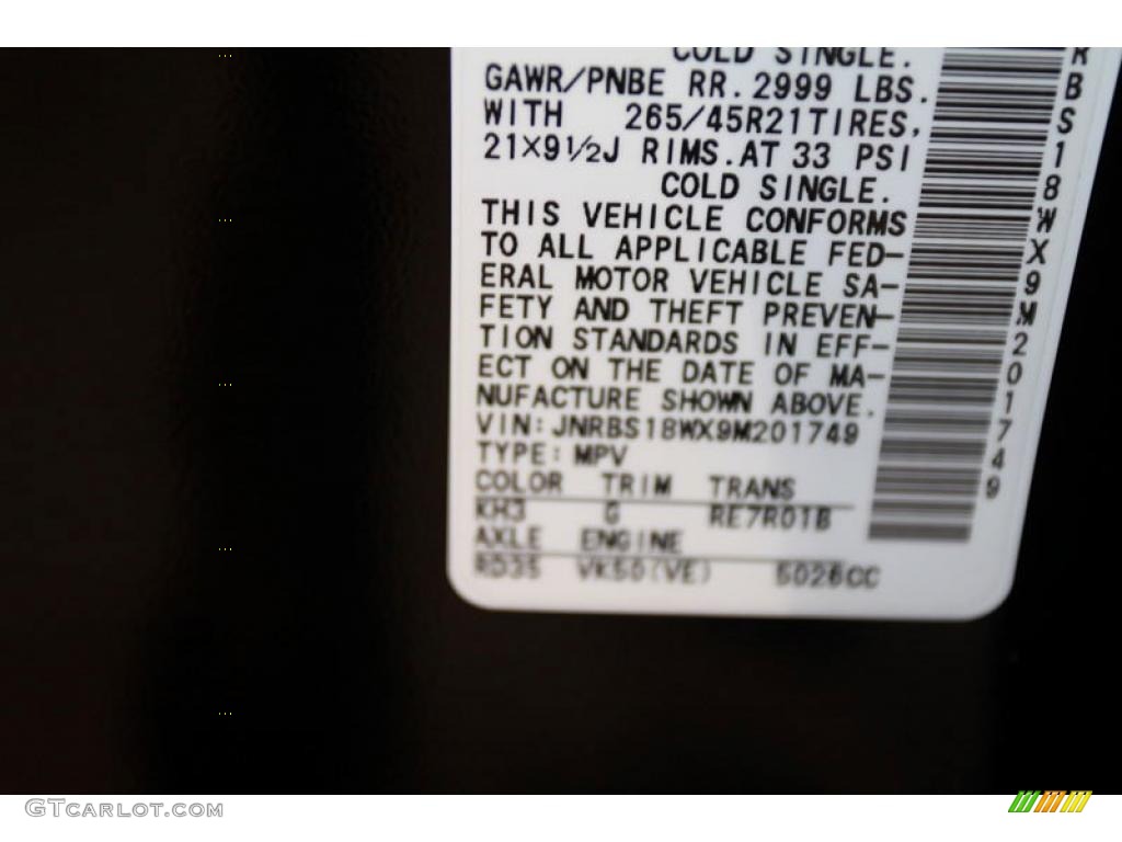 2009 FX Color Code KH3 for Black Obsidian Photo #38940258