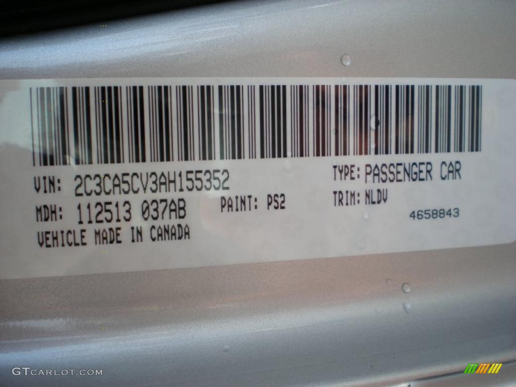 2010 Chrysler 300 Touring Info Tag Photo #38941014