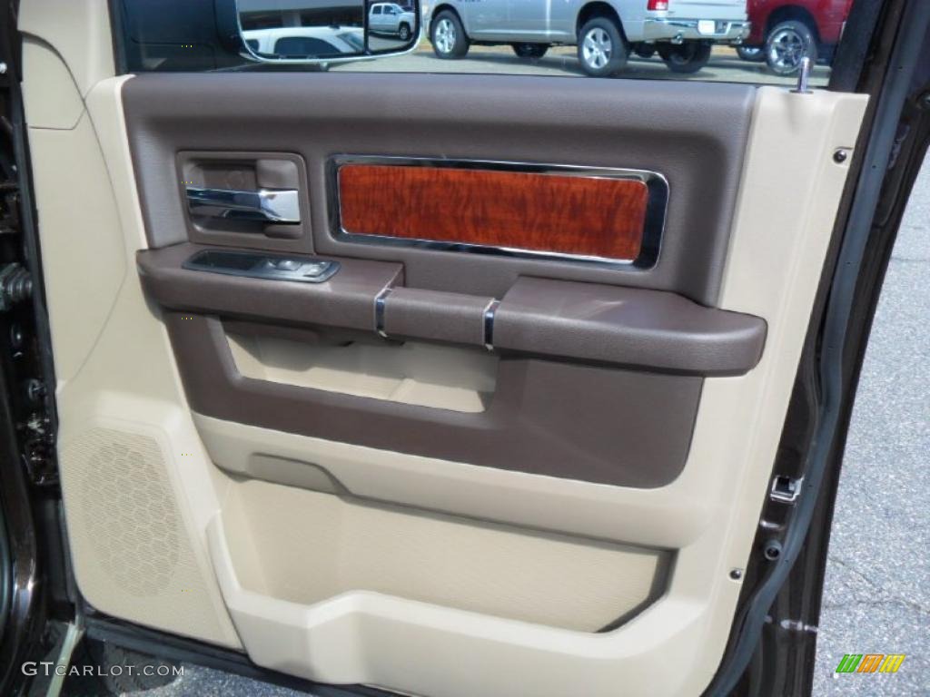 2011 Dodge Ram 3500 HD Laramie Crew Cab 4x4 Dually Light Pebble Beige/Bark Brown Door Panel Photo #38941394