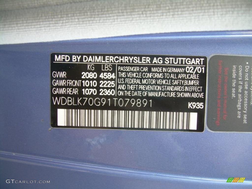 2001 CLK Color Code 935 for Quartz Blue Metallic Photo #38941406