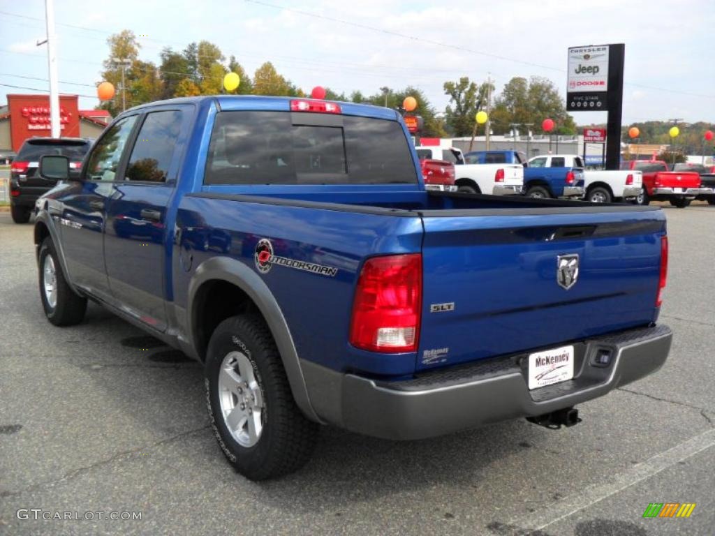 2011 Ram 1500 SLT Outdoorsman Crew Cab - Deep Water Blue Pearl / Dark Slate Gray/Medium Graystone photo #2