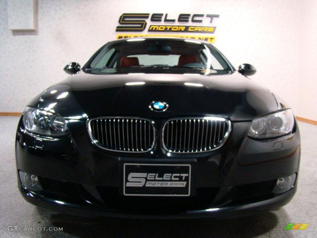 2008 3 Series 328xi Coupe - Jet Black / Coral Red/Black photo #2