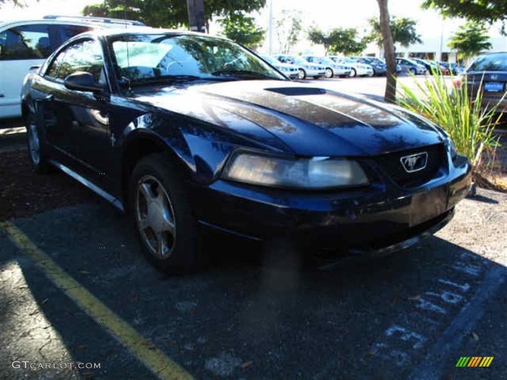 2002 Mustang V6 Coupe - True Blue Metallic / Dark Charcoal photo #1
