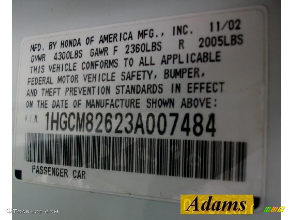 2003 Accord EX V6 Coupe - Taffeta White / Ivory photo #20