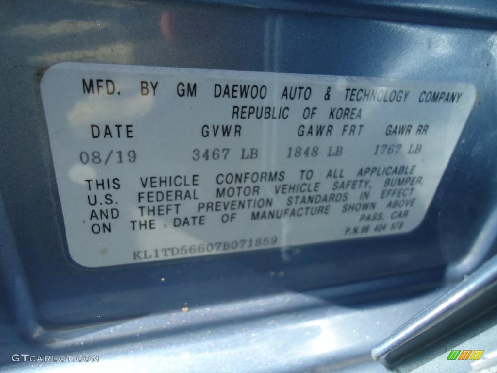 2007 Chevrolet Aveo LS Sedan Info Tag Photos
