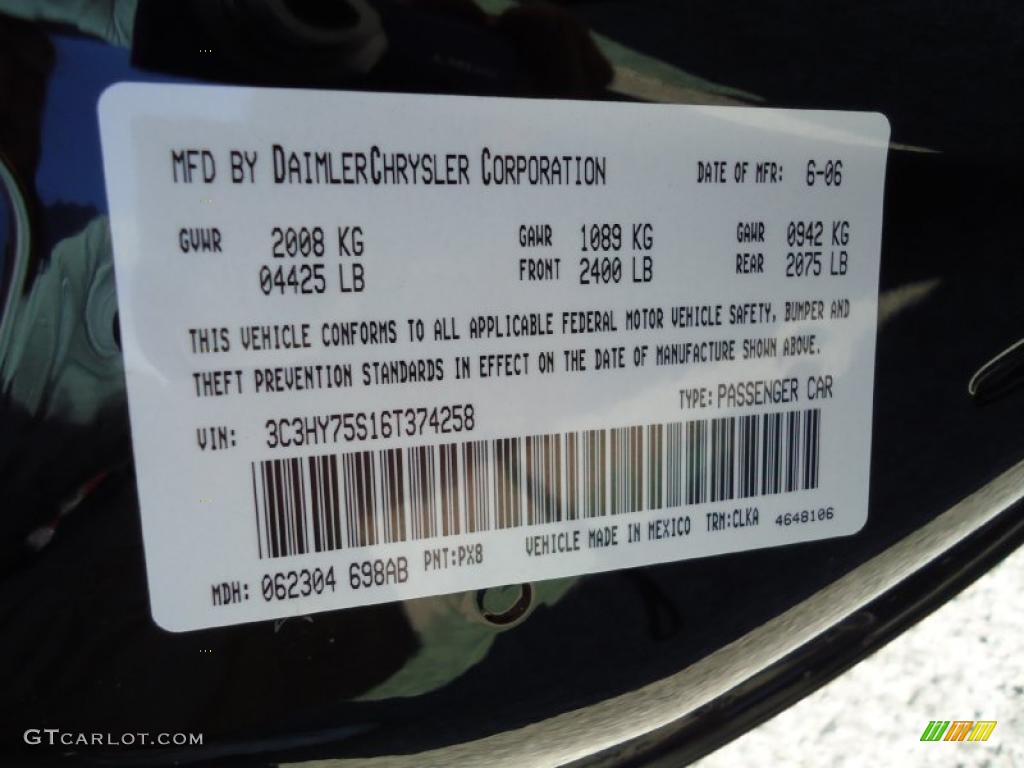 2006 PT Cruiser Color Code PX8 for Brilliant Black Crystal Pearl Photo #38955738