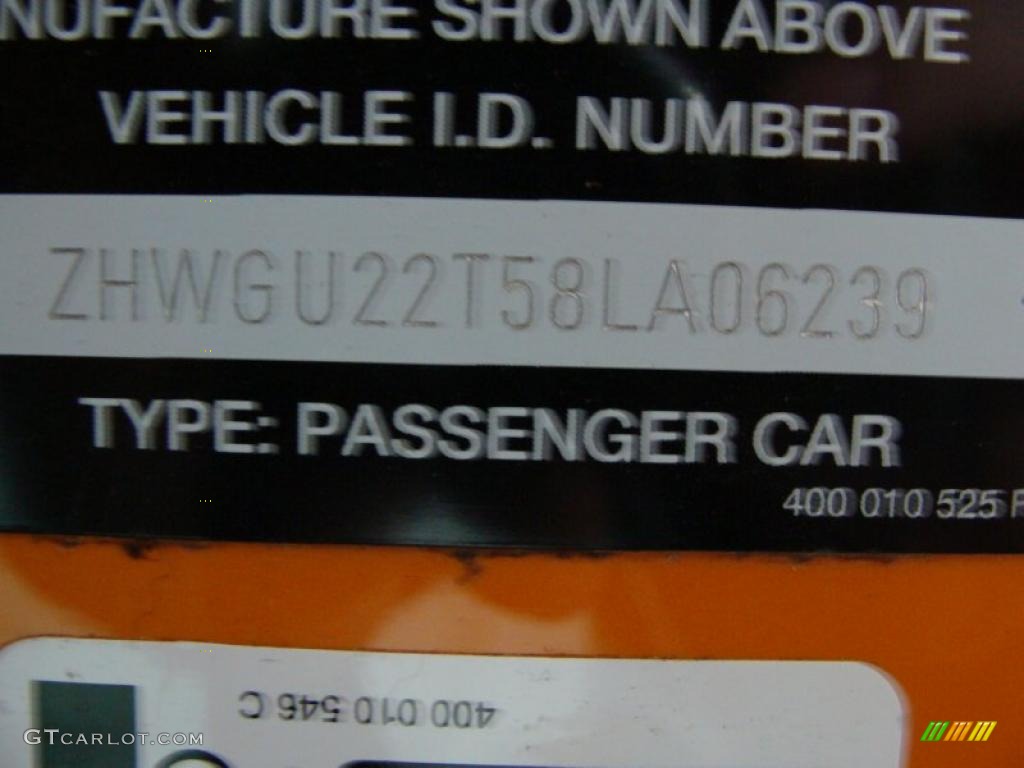 2008 Lamborghini Gallardo Spyder E-Gear Info Tag Photo #38970314