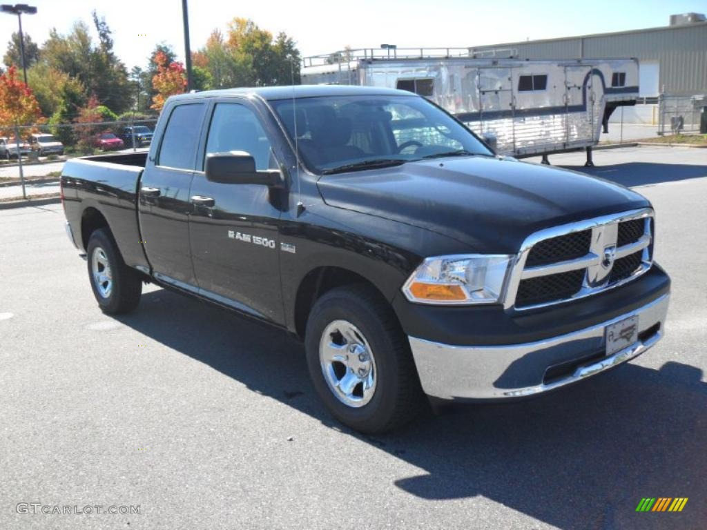 2011 Ram 1500 ST Quad Cab - Brilliant Black Crystal Pearl / Dark Slate Gray/Medium Graystone photo #7