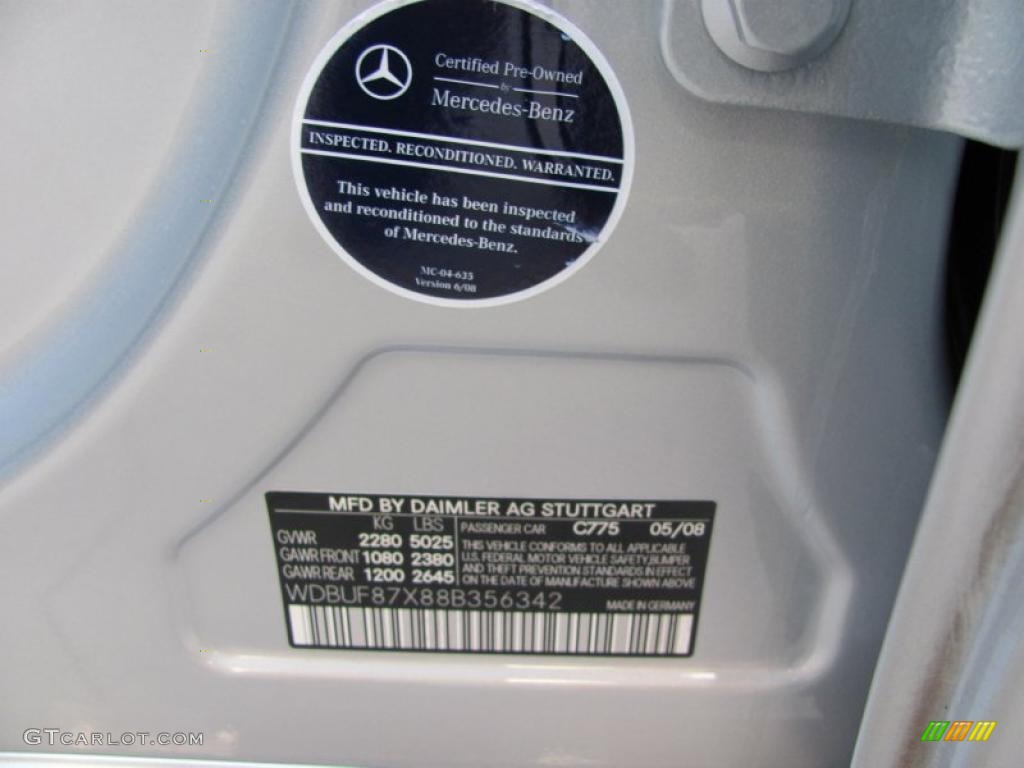 2008 Mercedes-Benz E 350 4Matic Sedan Info Tag Photos