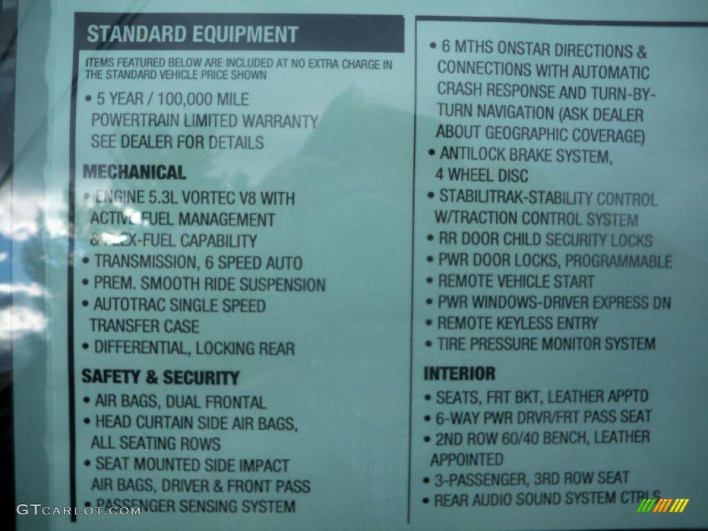 2011 Chevrolet Tahoe LT 4x4 Window Sticker Photo #38974945