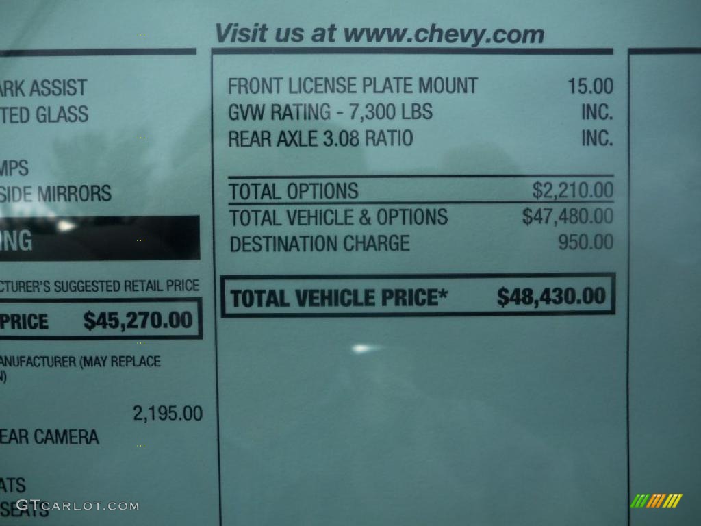 2011 Chevrolet Tahoe LT 4x4 Window Sticker Photo #38974977