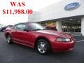 2000 Laser Red Metallic Ford Mustang V6 Convertible  photo #1