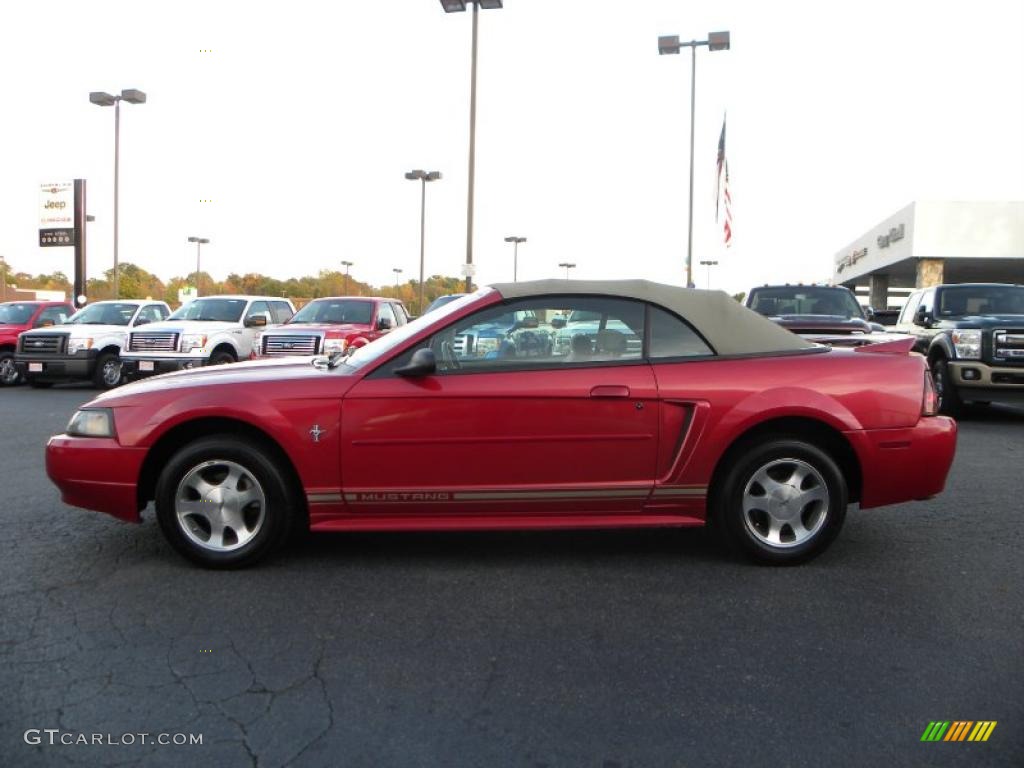 2000 Mustang V6 Convertible - Laser Red Metallic / Medium Parchment photo #5