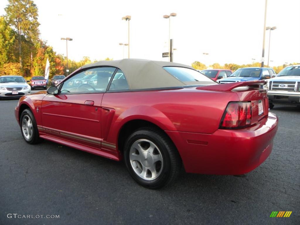 2000 Mustang V6 Convertible - Laser Red Metallic / Medium Parchment photo #20