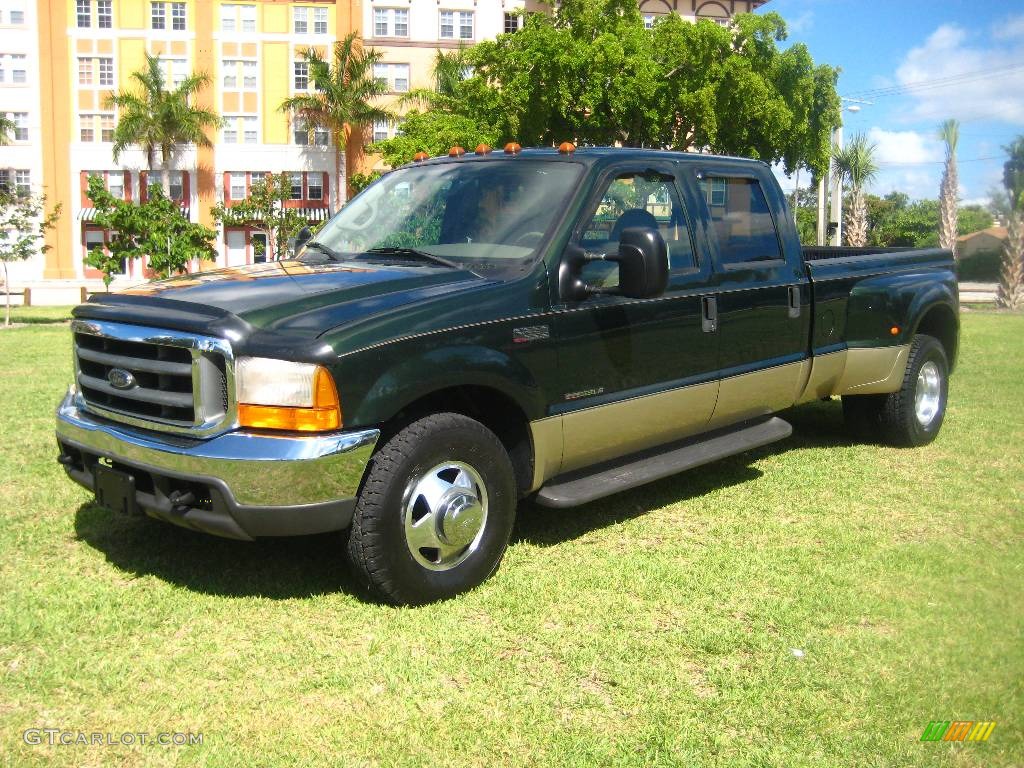 2000 F350 Super Duty Lariat Crew Cab Dually - Woodland Green Metallic / Medium Parchment photo #6