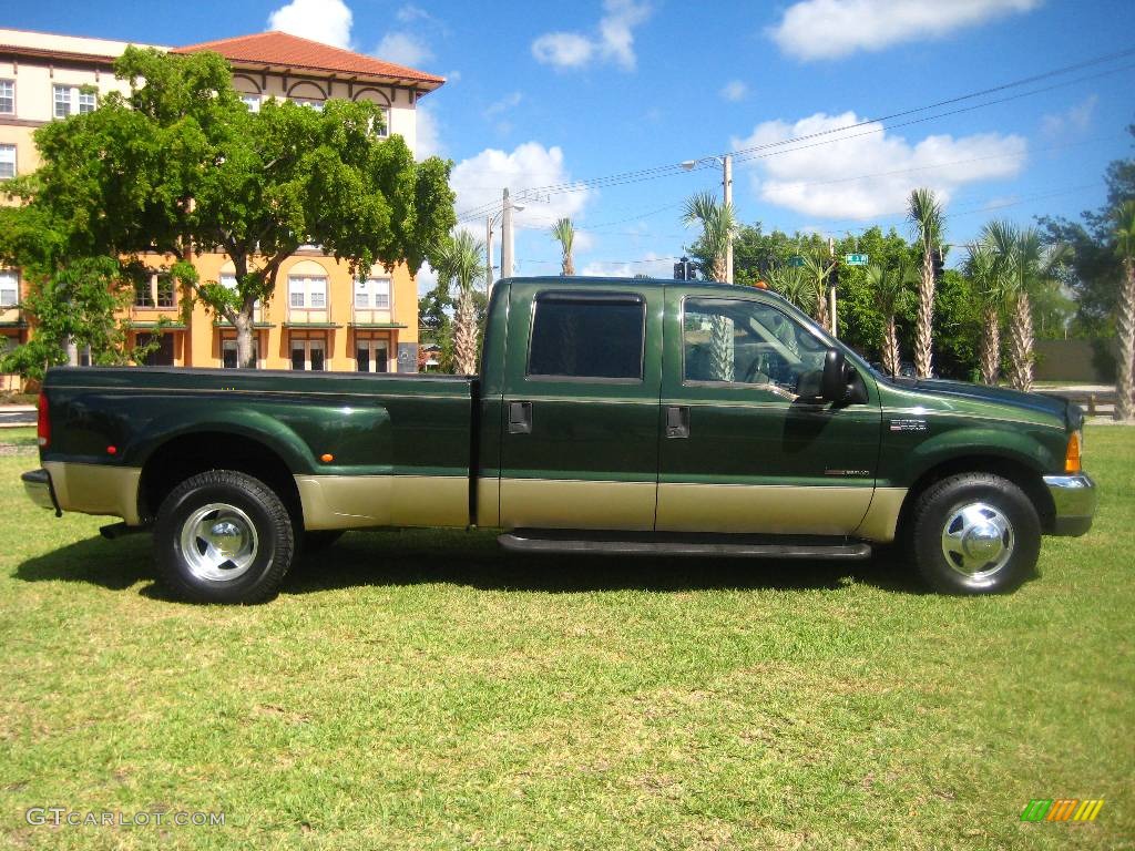 2000 F350 Super Duty Lariat Crew Cab Dually - Woodland Green Metallic / Medium Parchment photo #8
