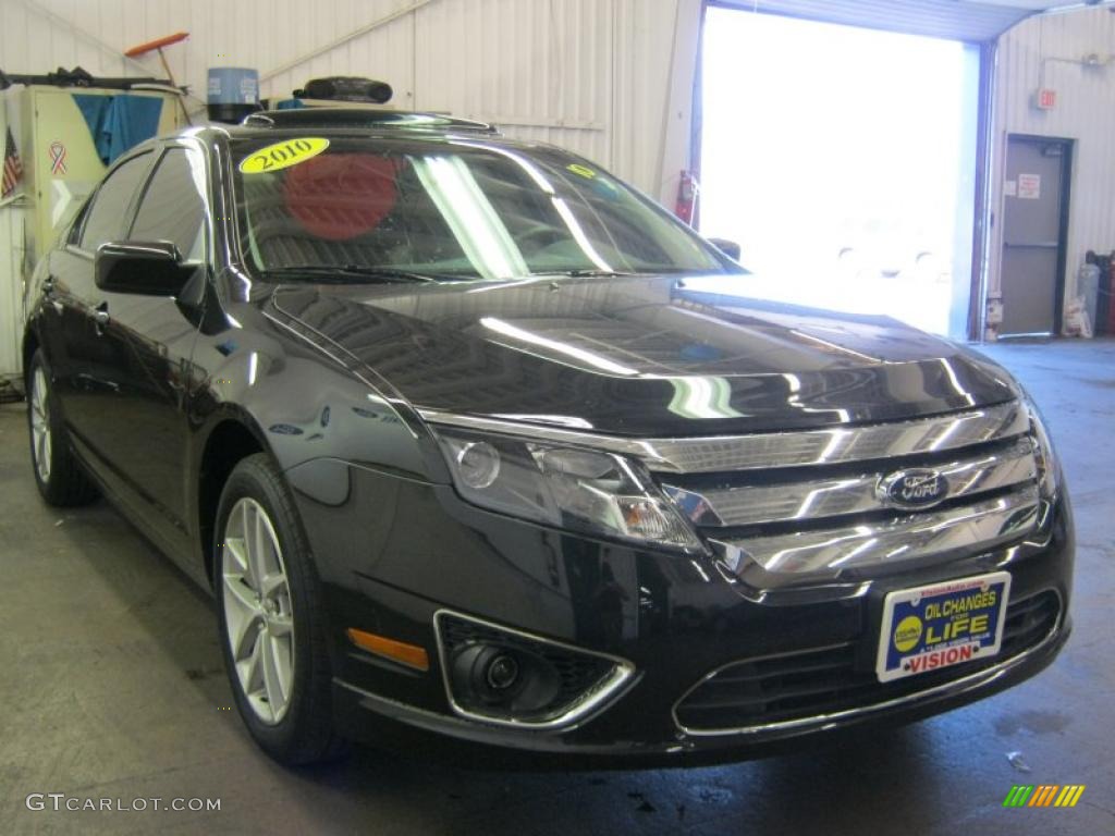 2010 Fusion SEL V6 - Tuxedo Black Metallic / Camel photo #17