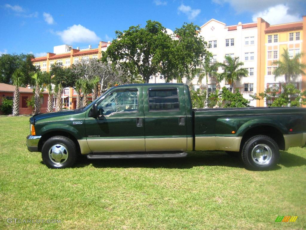 2000 F350 Super Duty Lariat Crew Cab Dually - Woodland Green Metallic / Medium Parchment photo #9