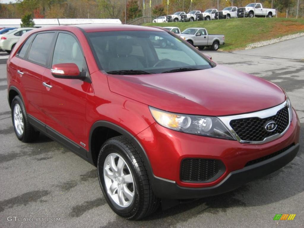 2011 Sorento LX AWD - Spicy Red / Gray photo #4