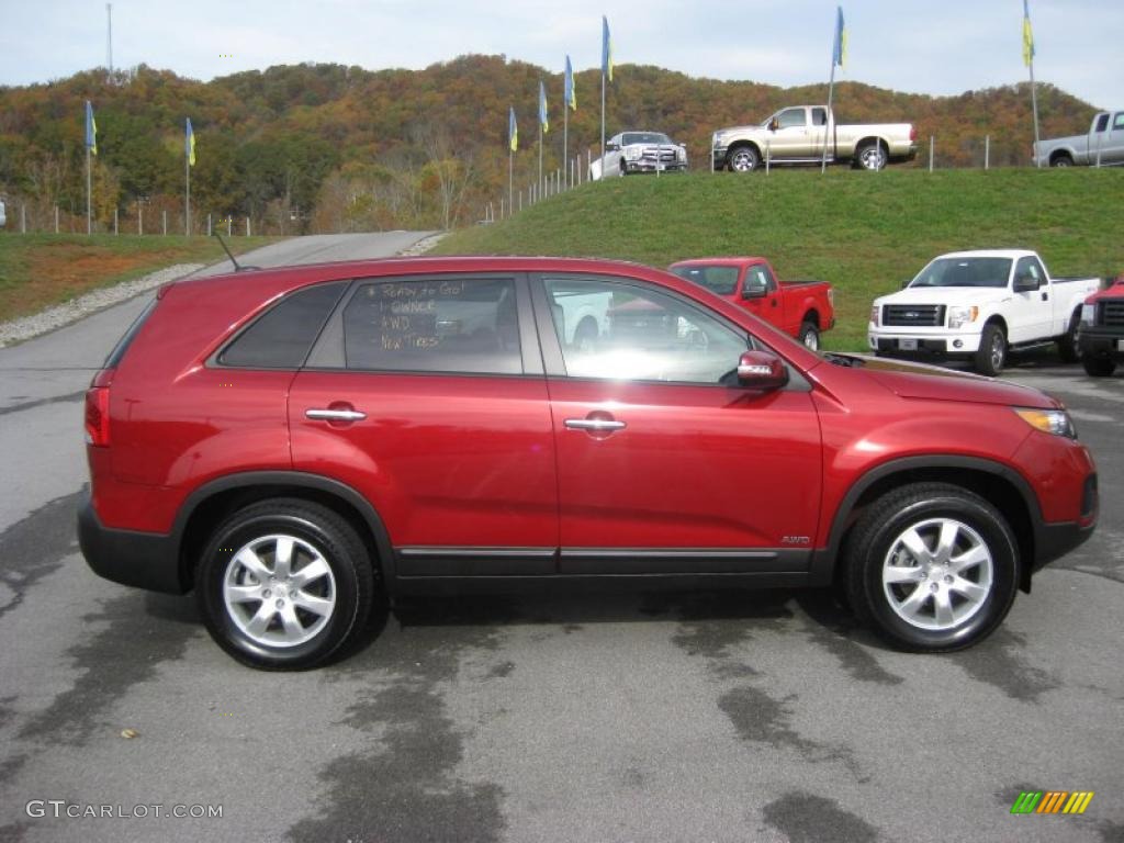 2011 Sorento LX AWD - Spicy Red / Gray photo #5