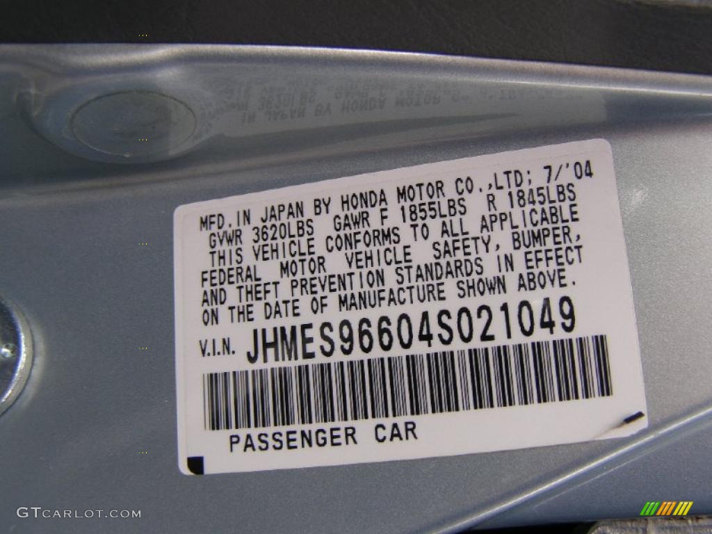 2004 Honda Civic Hybrid Sedan Info Tag Photo #38980311
