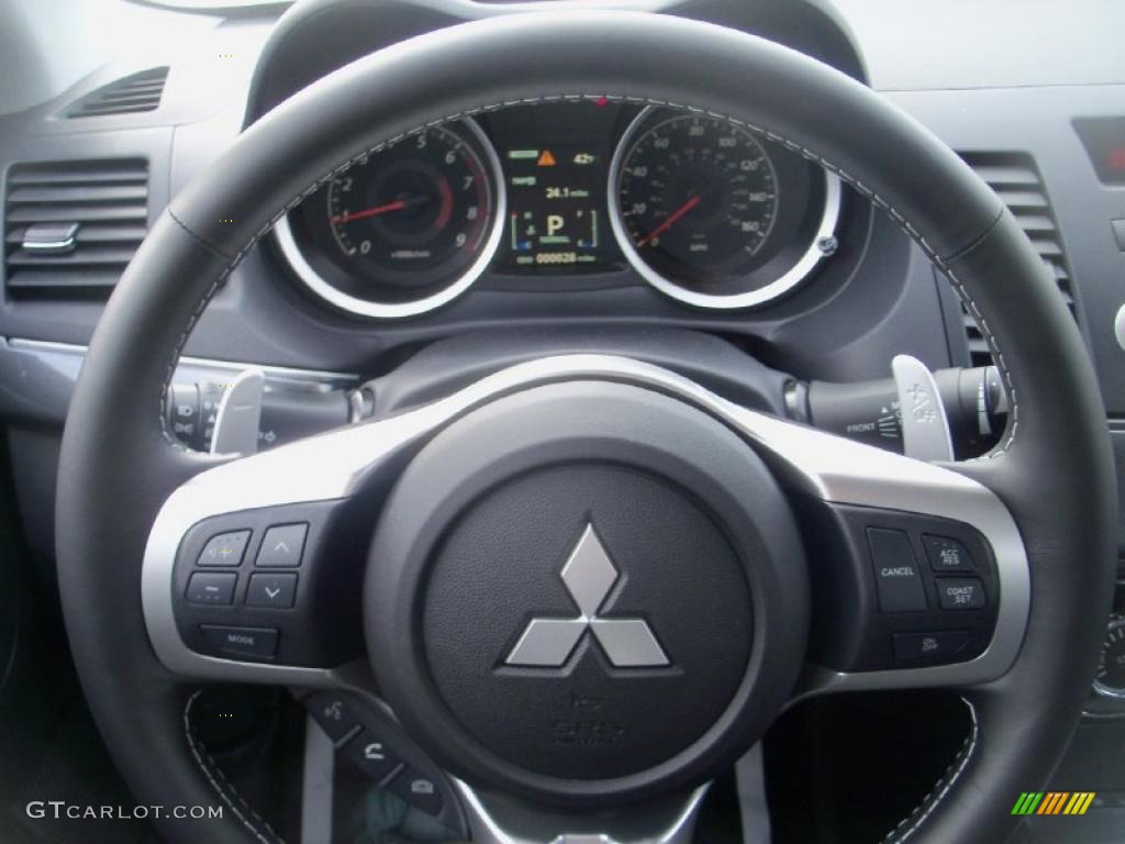 2011 Mitsubishi Lancer RALLIART AWD Black Steering Wheel Photo #38983781
