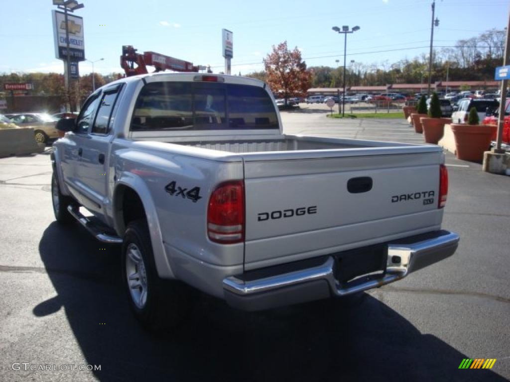 2004 Dakota SLT Quad Cab 4x4 - Bright Silver Metallic / Dark Slate Gray photo #5