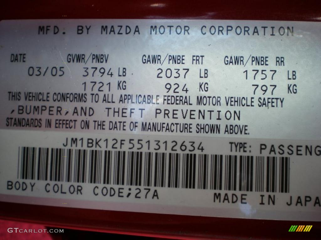2005 MAZDA3 i Sedan - Velocity Red Mica / Black photo #14