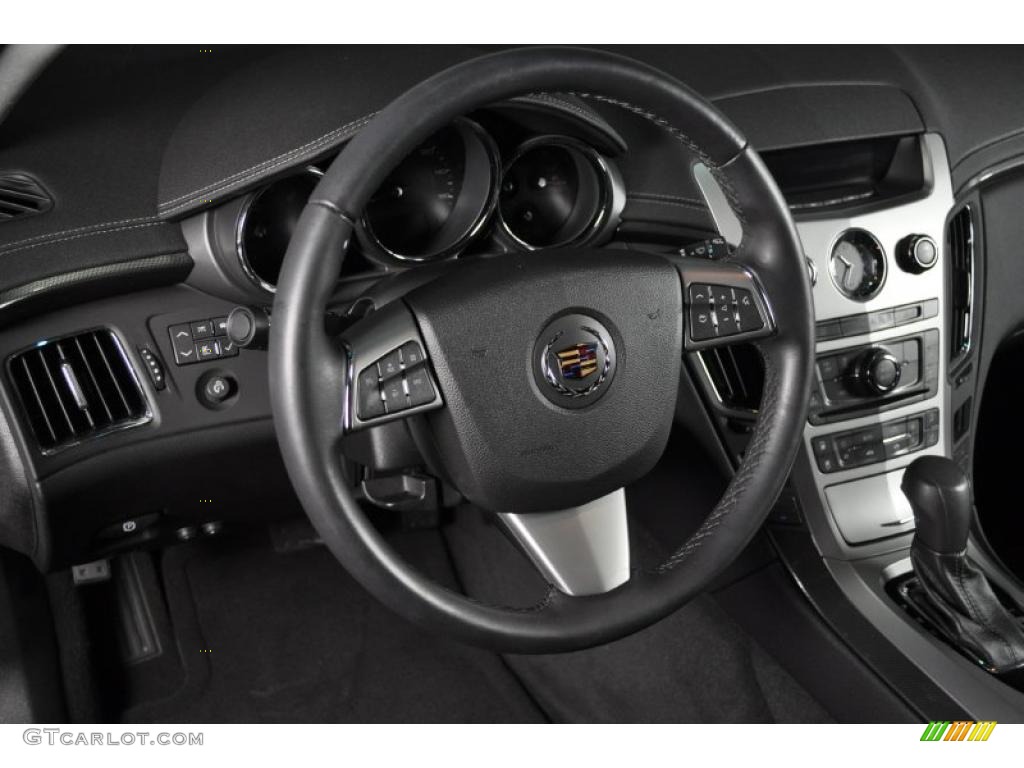 2009 Cadillac CTS Sedan Ebony Steering Wheel Photo #38993661