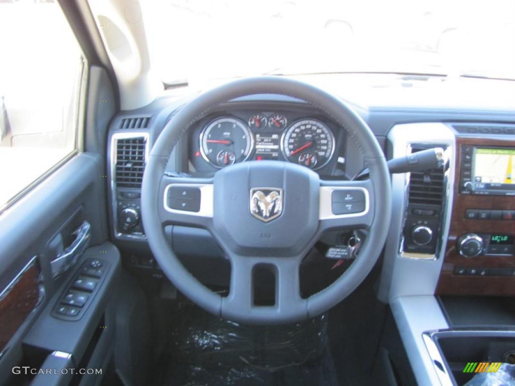 2011 Dodge Ram 2500 HD Laramie Mega Cab 4x4 Dark Slate Steering Wheel Photo #38994089