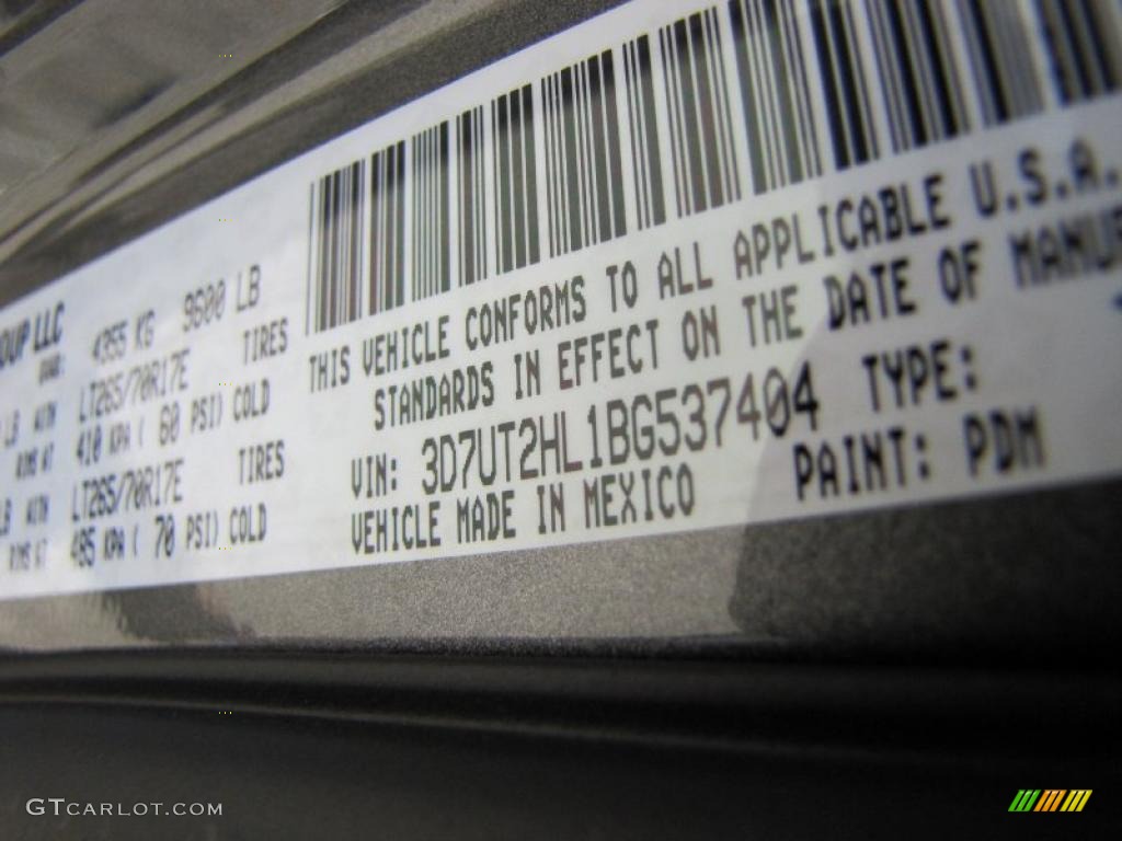 2011 Ram 2500 HD Color Code PDM for Mineral Gray Metallic Photo #38994137