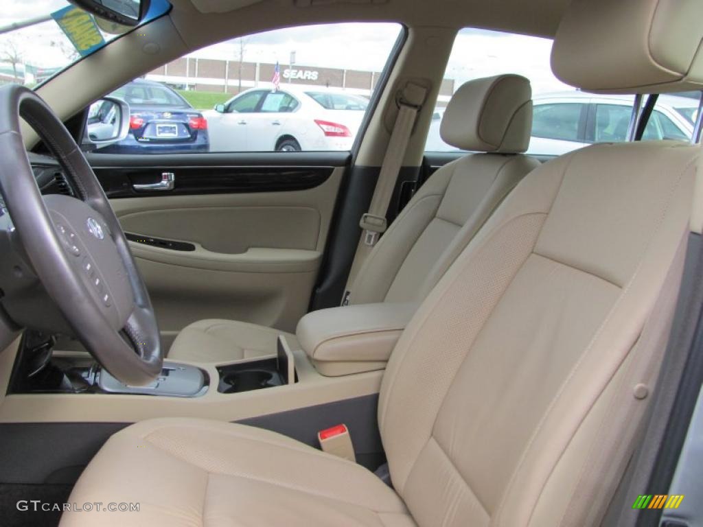 2009 Genesis 3.8 Sedan - Platinum Metallic / Beige photo #14