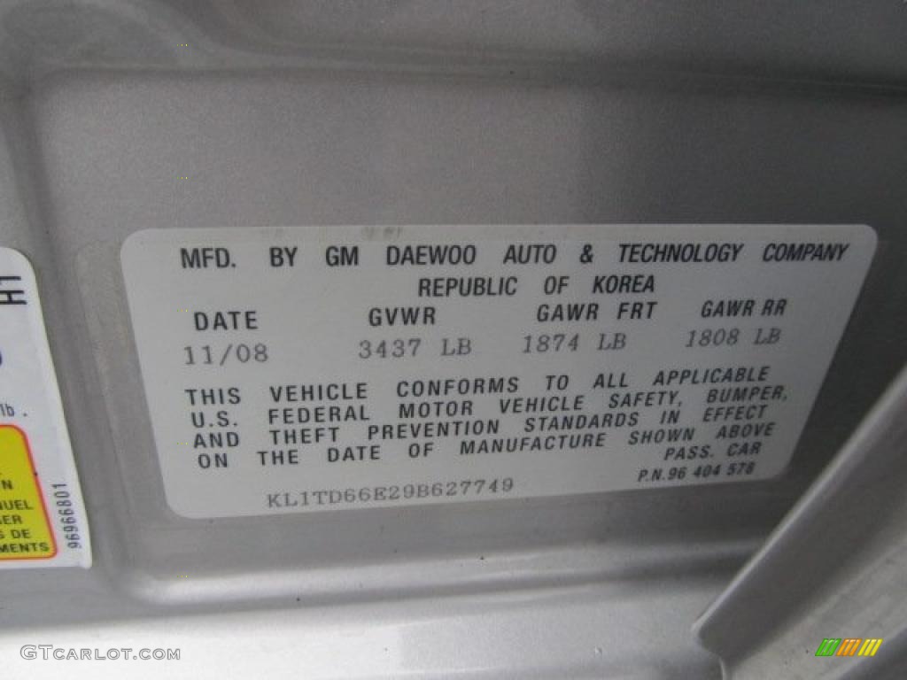 2009 Chevrolet Aveo Aveo5 LS Info Tag Photo #39000666