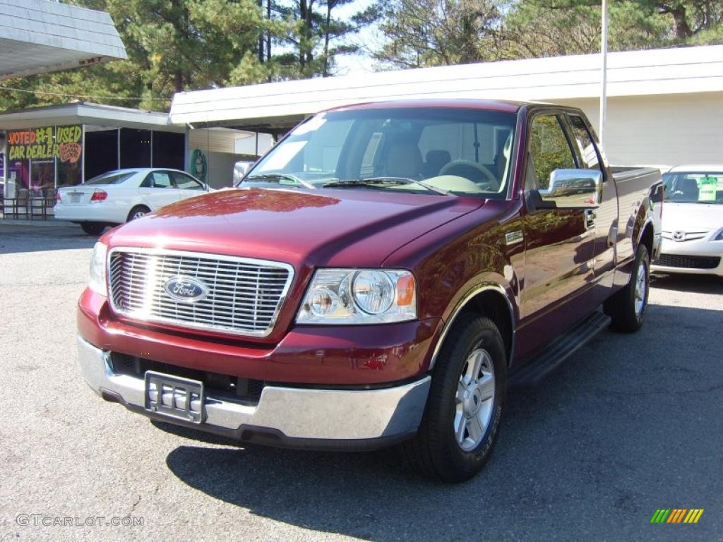 2004 F150 XLT SuperCab - Dark Toreador Red Metallic / Tan photo #6