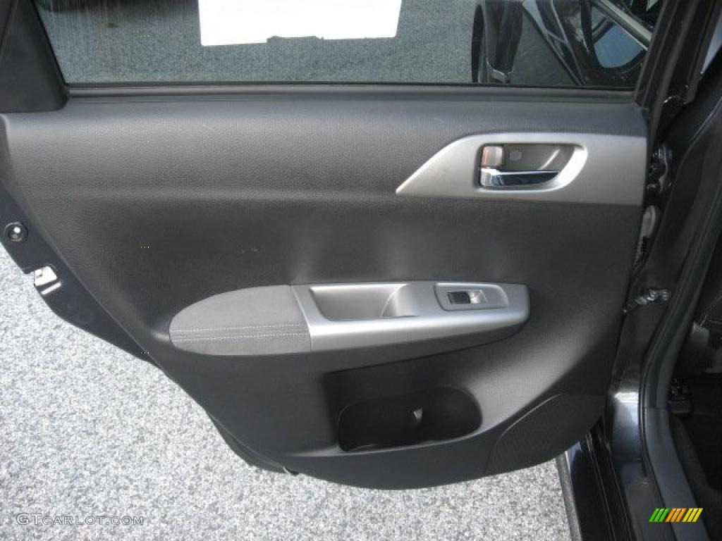 2008 Subaru Impreza WRX STi Carbon Black/Graphite Gray Alcantara Door Panel Photo #39024259