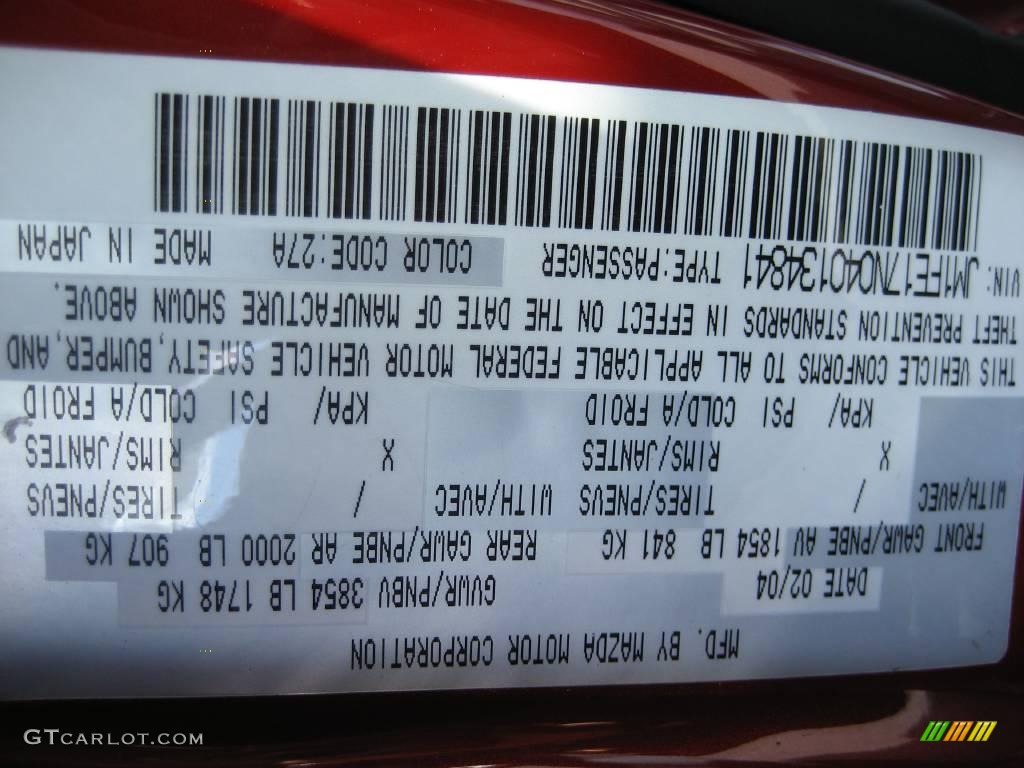 2004 RX-8 Sport - Velocity Red Mica / Black photo #20