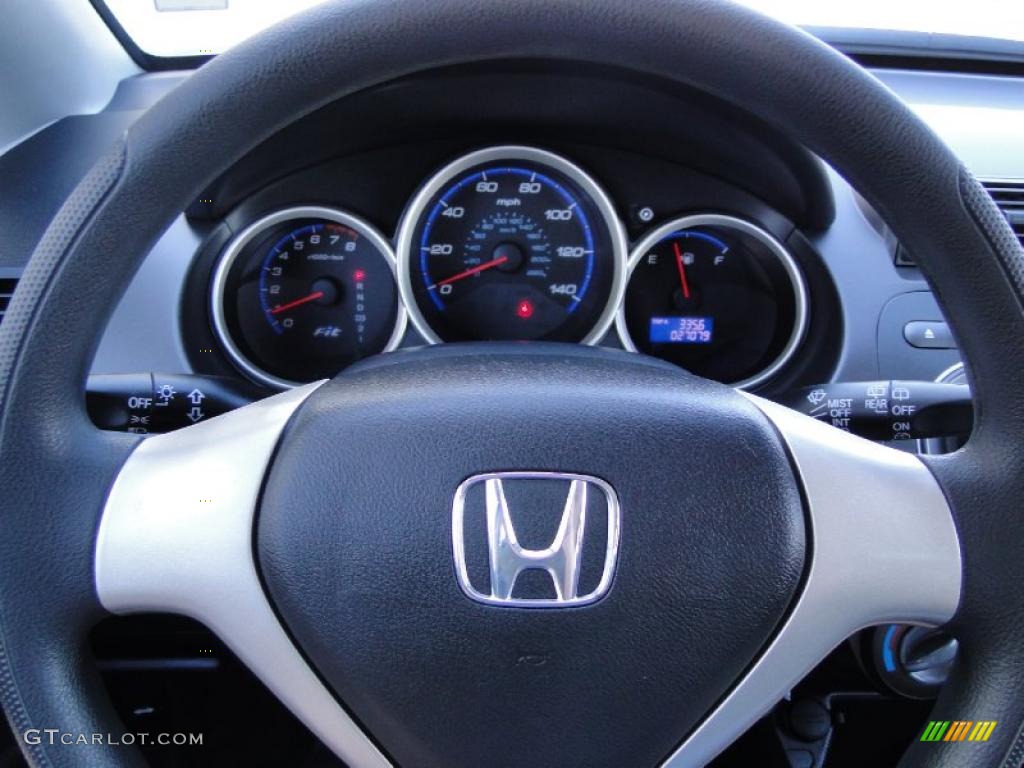 2008 Honda Fit Hatchback Black/Grey Steering Wheel Photo #39024823