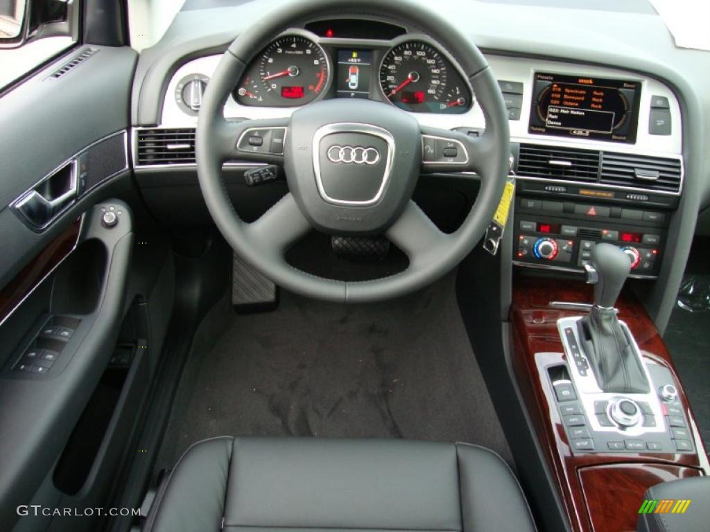2011 Audi A6 3.0T quattro Sedan Black Steering Wheel Photo #39028151