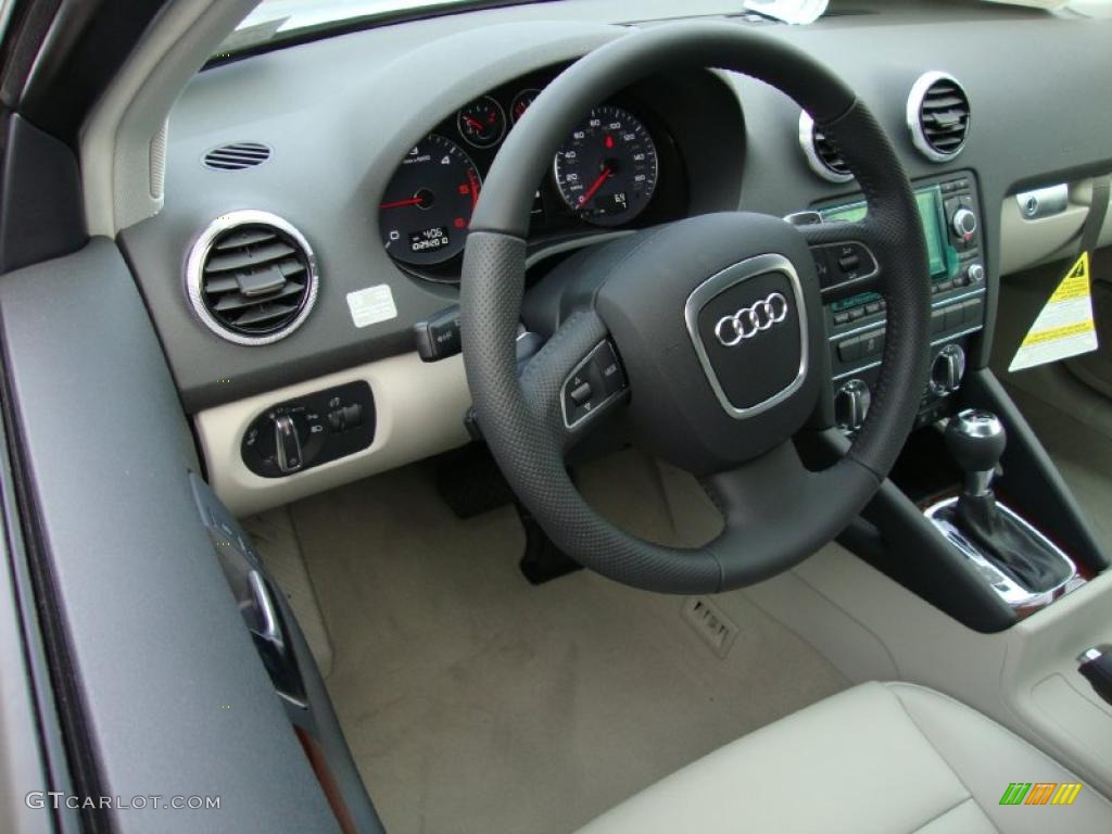 2011 Audi A3 2.0 TDI Light Grey Steering Wheel Photo #39028595