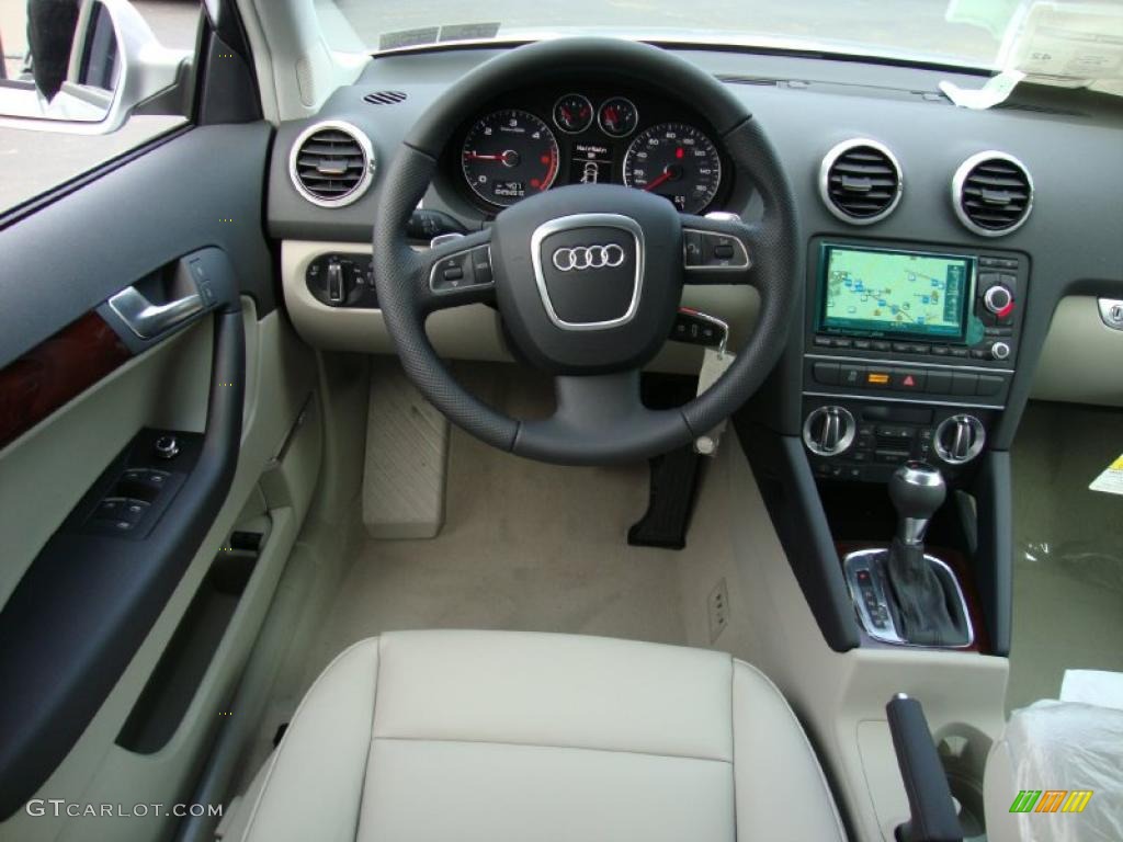 2011 Audi A3 2.0 TDI Light Grey Steering Wheel Photo #39028859