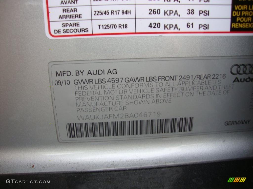 2011 Audi A3 2.0 TDI Info Tag Photo #39029091