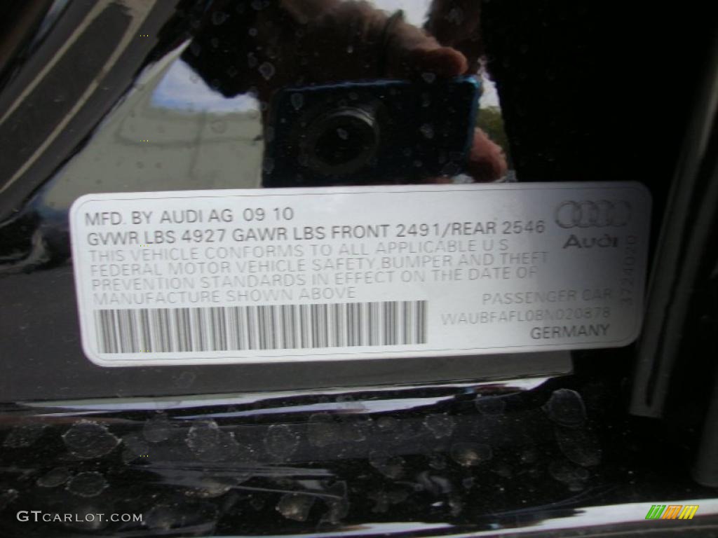 2011 Audi A4 2.0T quattro Sedan Info Tag Photo #39030431
