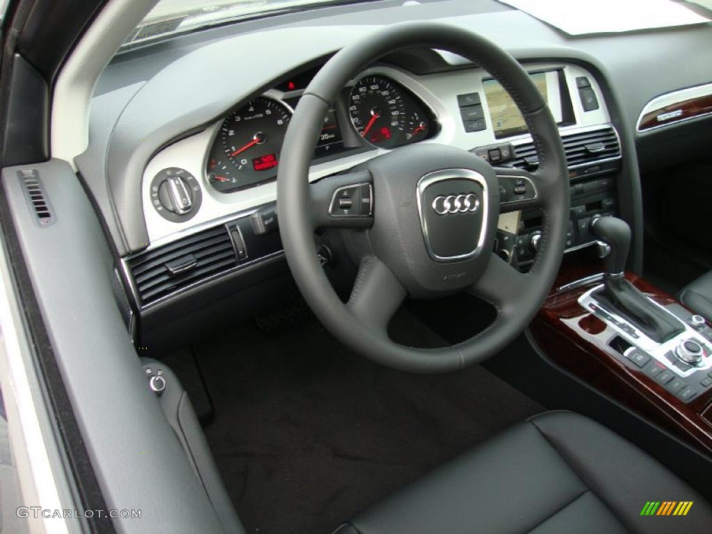 2011 Audi A6 3.0T quattro Sedan Black Steering Wheel Photo #39032152