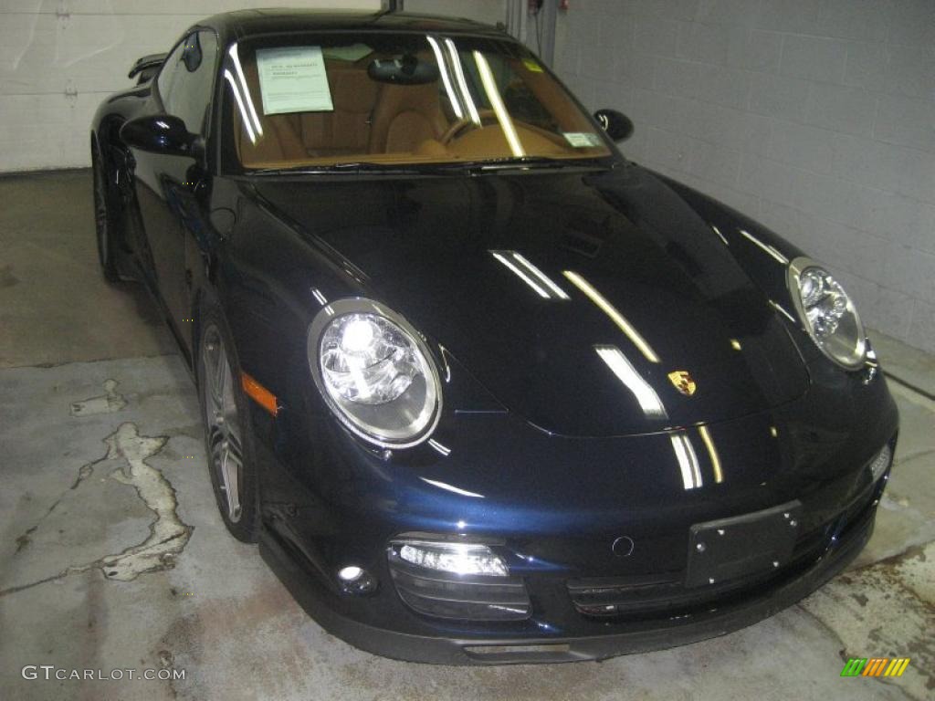 2008 911 Turbo Coupe - Midnight Blue Metallic / Natural Brown photo #3