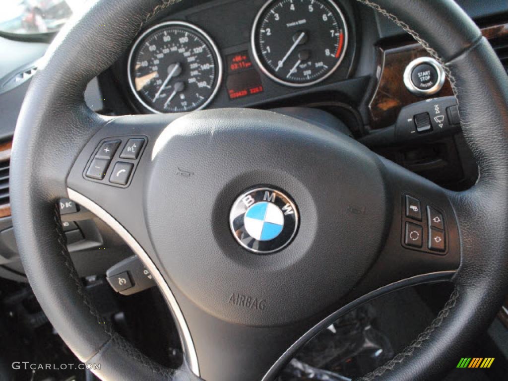 2008 BMW 3 Series 328i Coupe Black Steering Wheel Photo #39042599