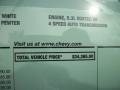 2011 Chevrolet Express 1500 Work Van Window Sticker