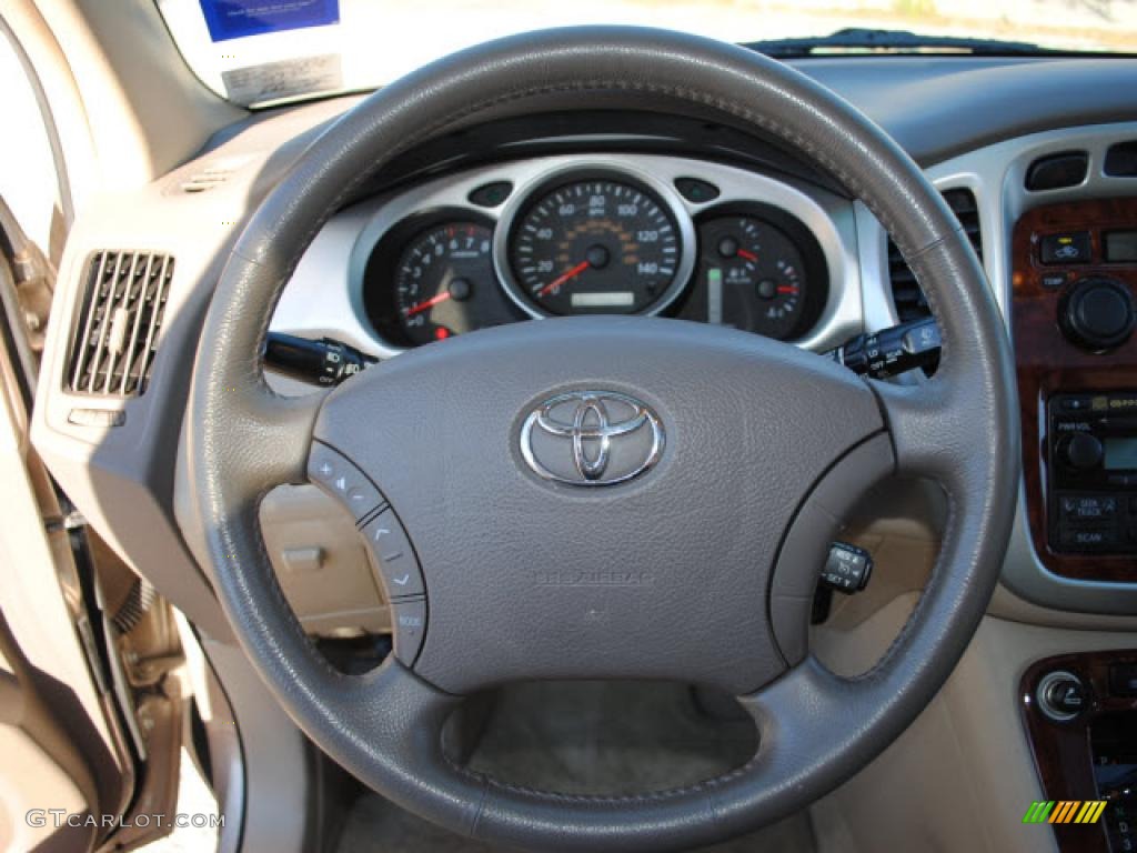 2005 Toyota Highlander V6 4WD Ivory Steering Wheel Photo #39052520
