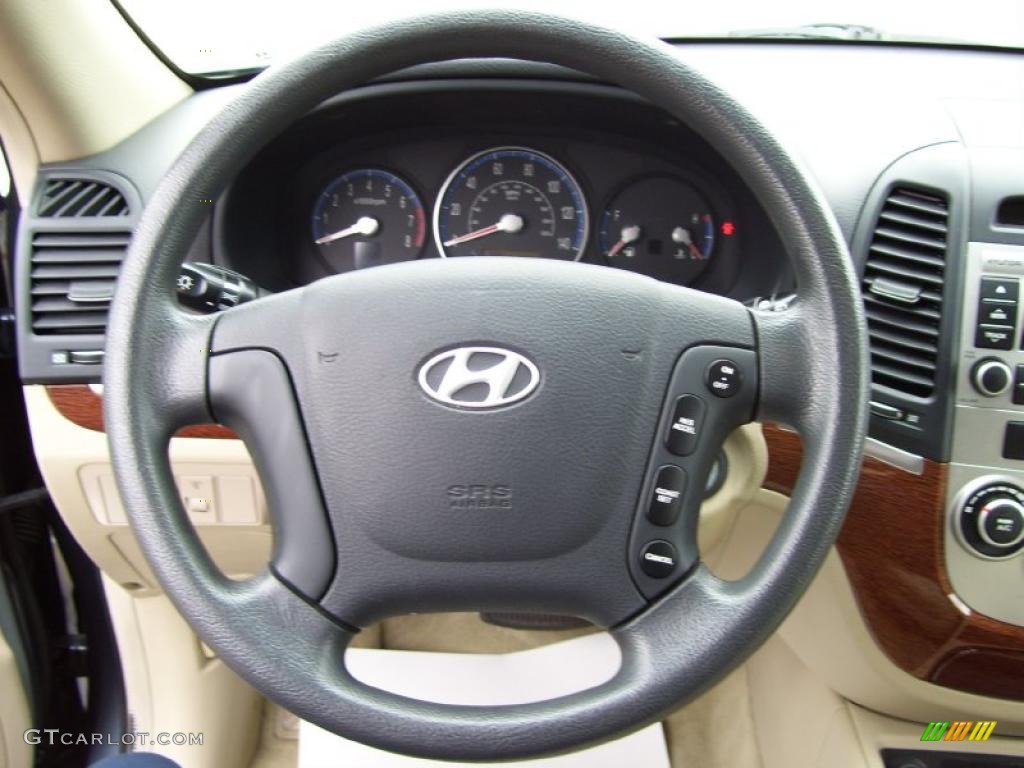 2007 Hyundai Santa Fe GLS Beige Steering Wheel Photo #39054184